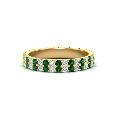 double-row-diamond-eternity-ring-1-ct-with-emerald-in-yellow-gold-FD11378BGEMGR-1.00CT-NL-YG