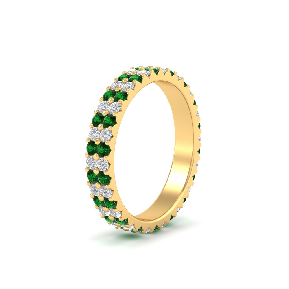 double-row-diamond-eternity-ring-1-ct-with-emerald-in-yellow-gold-FD11378BGEMGR-1.00CT-NL-YG