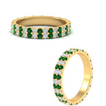 Load image into Gallery viewer, double-row-diamond-eternity-ring-1-ct-with-emerald-in-yellow-gold-FD11378BGEMGR-1.00CT-NL-YG

