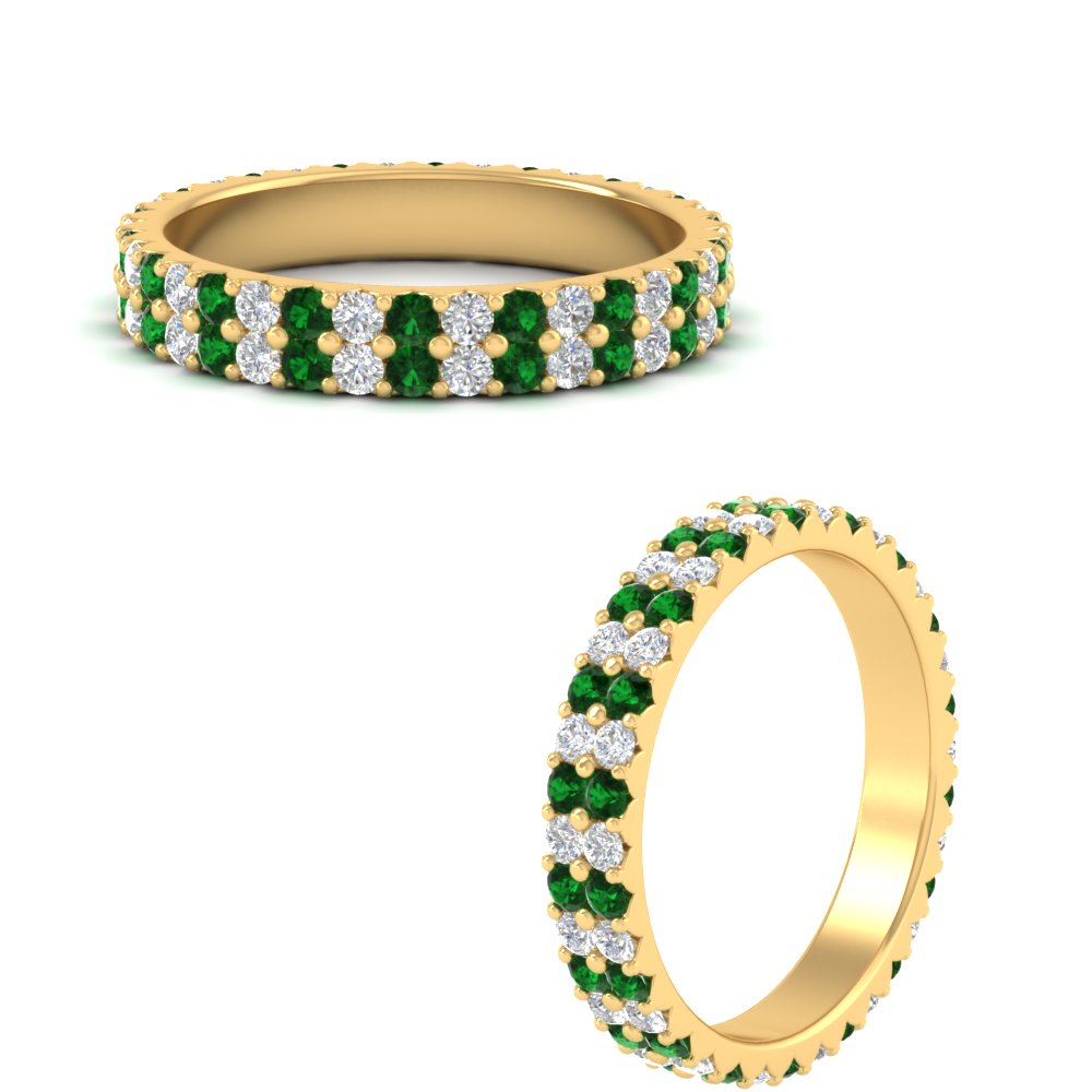 double-row-diamond-eternity-ring-1-ct-with-emerald-in-yellow-gold-FD11378BGEMGR-1.00CT-NL-YG