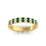 Load image into Gallery viewer, double-row-diamond-eternity-ring-1-ct-with-emerald-in-yellow-gold-FD11378BGEMGR-1.00CT-NL-YG
