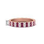 Load image into Gallery viewer, double-row-diamond-eternity-ring-1-ct-with-pink-sapphire-in-rose-gold-FD11378BGSADRPI-1.00CT-NL-RG
