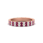 Load image into Gallery viewer, double-row-diamond-eternity-ring-1-ct-with-pink-sapphire-in-rose-gold-FD11378BGSADRPI-1.00CT-NL-RG
