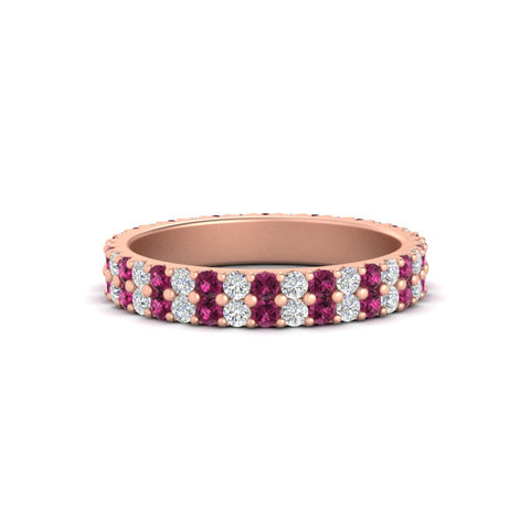 double-row-diamond-eternity-ring-1-ct-with-pink-sapphire-in-rose-gold-FD11378BGSADRPI-1.00CT-NL-RG