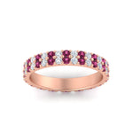 Load image into Gallery viewer, double-row-diamond-eternity-ring-1-ct-with-pink-sapphire-in-rose-gold-FD11378BGSADRPI-1.00CT-NL-RG
