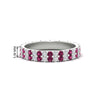 Load image into Gallery viewer, double-row-diamond-eternity-ring-1-ct-with-pink-sapphire-in-white-gold-FD11378BGSADRPI-1.00CT-NL-WG