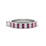 Load image into Gallery viewer, double-row-diamond-eternity-ring-1-ct-with-pink-sapphire-in-white-gold-FD11378BGSADRPI-1.00CT-NL-WG
