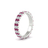 Load image into Gallery viewer, double-row-diamond-eternity-ring-1-ct-with-pink-sapphire-in-white-gold-FD11378BGSADRPI-1.00CT-NL-WG