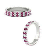 Load image into Gallery viewer, double-row-diamond-eternity-ring-1-ct-with-pink-sapphire-in-white-gold-FD11378BGSADRPI-1.00CT-NL-WG
