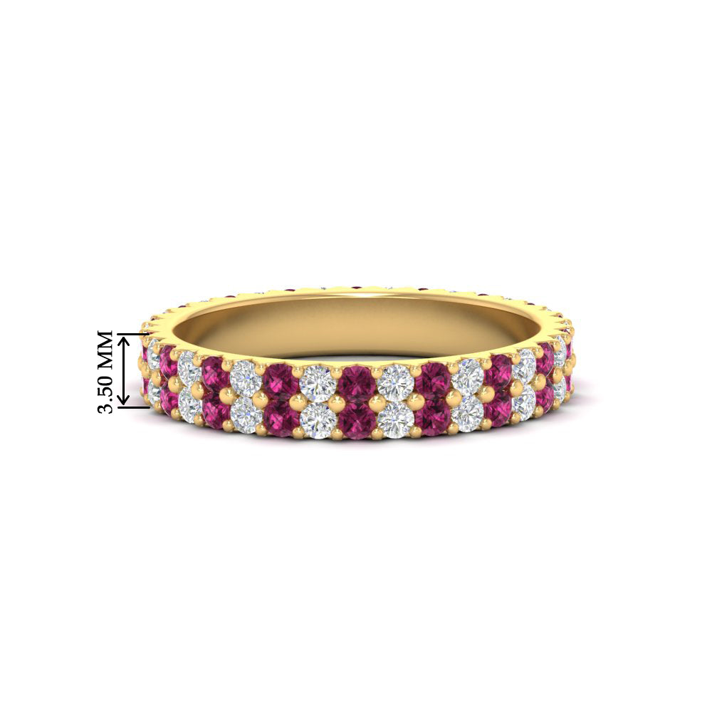 double-row-diamond-eternity-ring-1-ct-with-pink-sapphire-in-yellow-gold-FD11378BGSADRPI-1.00CT-NL-YG