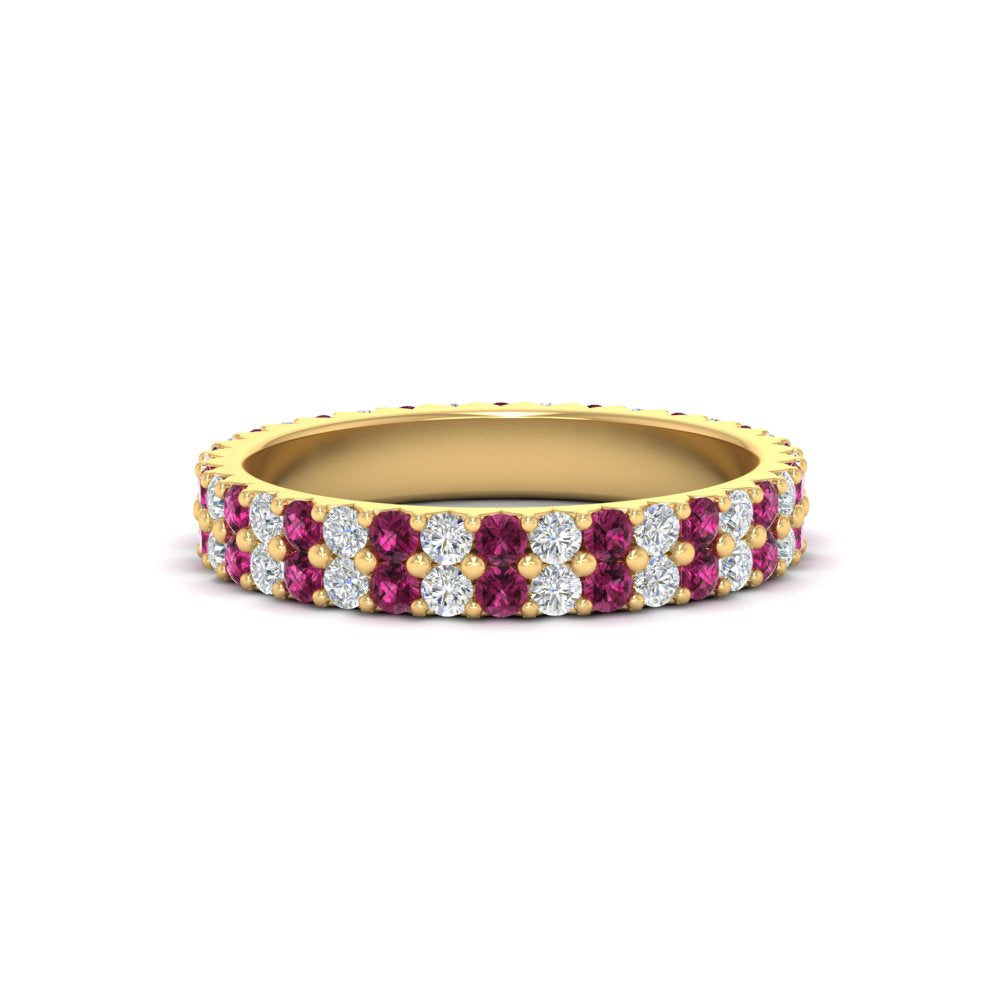 double-row-diamond-eternity-ring-1-ct-with-pink-sapphire-in-yellow-gold-FD11378BGSADRPI-1.00CT-NL-YG