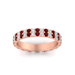 Load image into Gallery viewer, double-row-diamond-eternity-ring-1-ct-with-ruby-in-rose-gold-FD11378BGRUDR-1.00CT-NL-RG

