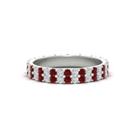 Load image into Gallery viewer, double-row-diamond-eternity-ring-1-ct-with-ruby-in-white-gold-FD11378BGRUDR-1.00CT-NL-WG
