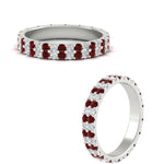 Load image into Gallery viewer, double-row-diamond-eternity-ring-1-ct-with-ruby-in-white-gold-FD11378BGRUDR-1.00CT-NL-WG

