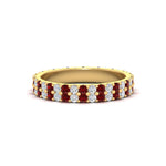 Load image into Gallery viewer, double-row-diamond-eternity-ring-1-ct-with-ruby-in-yellow-gold-FD11378BGRUDR-1.00CT-NL-YG
