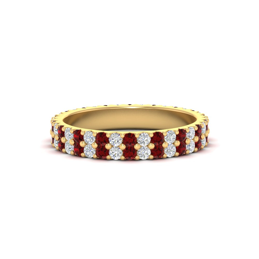 double-row-diamond-eternity-ring-1-ct-with-ruby-in-yellow-gold-FD11378BGRUDR-1.00CT-NL-YG