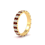 Load image into Gallery viewer, double-row-diamond-eternity-ring-1-ct-with-ruby-in-yellow-gold-FD11378BGRUDR-1.00CT-NL-YG
