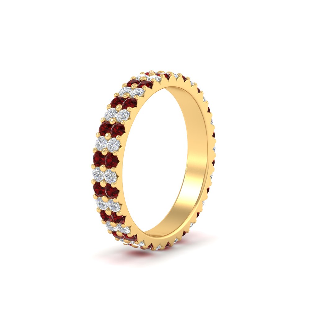 double-row-diamond-eternity-ring-1-ct-with-ruby-in-yellow-gold-FD11378BGRUDR-1.00CT-NL-YG