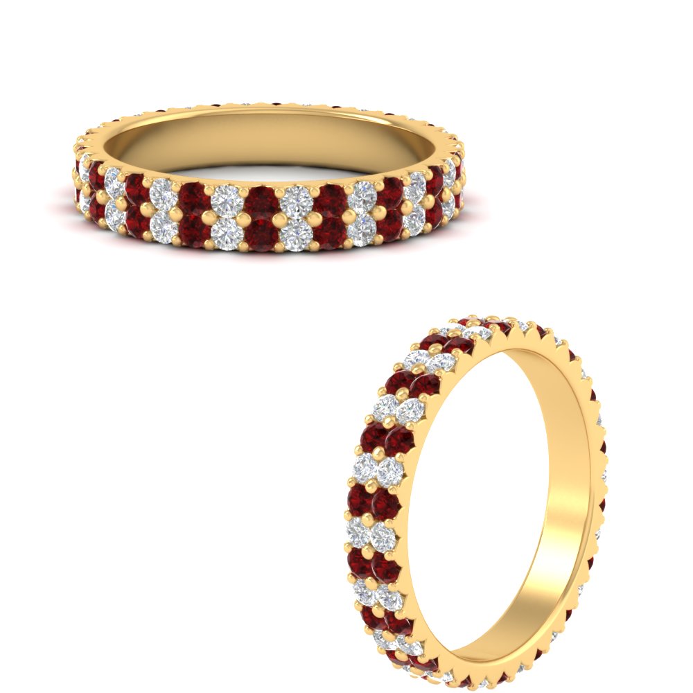 double-row-diamond-eternity-ring-1-ct-with-ruby-in-yellow-gold-FD11378BGRUDR-1.00CT-NL-YG