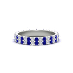 Load image into Gallery viewer, double-row-diamond-eternity-ring-1-ct-with-sapphire-in-white-gold-FD11378BGSABL-1.00CT-NL-WG
