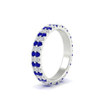 Load image into Gallery viewer, double-row-diamond-eternity-ring-1-ct-with-sapphire-in-white-gold-FD11378BGSABL-1.00CT-NL-WG
