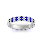 Load image into Gallery viewer, double-row-diamond-eternity-ring-1-ct-with-sapphire-in-white-gold-FD11378BGSABL-1.00CT-NL-WG

