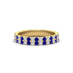 Load image into Gallery viewer, double-row-diamond-eternity-ring-1-ct-with-sapphire-in-yellow-gold-FD11378BGSABL-1.00CT-NL-YG
