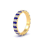 Load image into Gallery viewer, double-row-diamond-eternity-ring-1-ct-with-sapphire-in-yellow-gold-FD11378BGSABL-1.00CT-NL-YG
