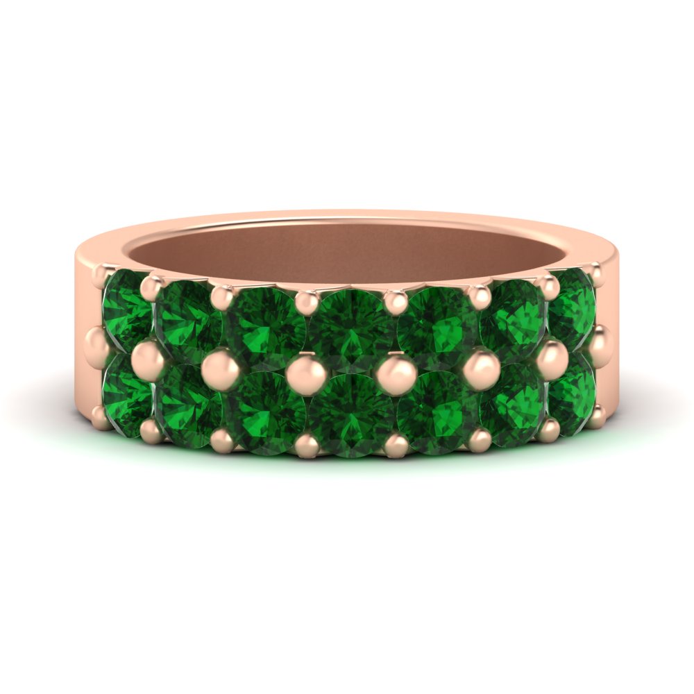 double-row-shared-prong-emerald-wedding-band-in-rose-gold-FD11382BGEMGR-1.50CT-NL-RG