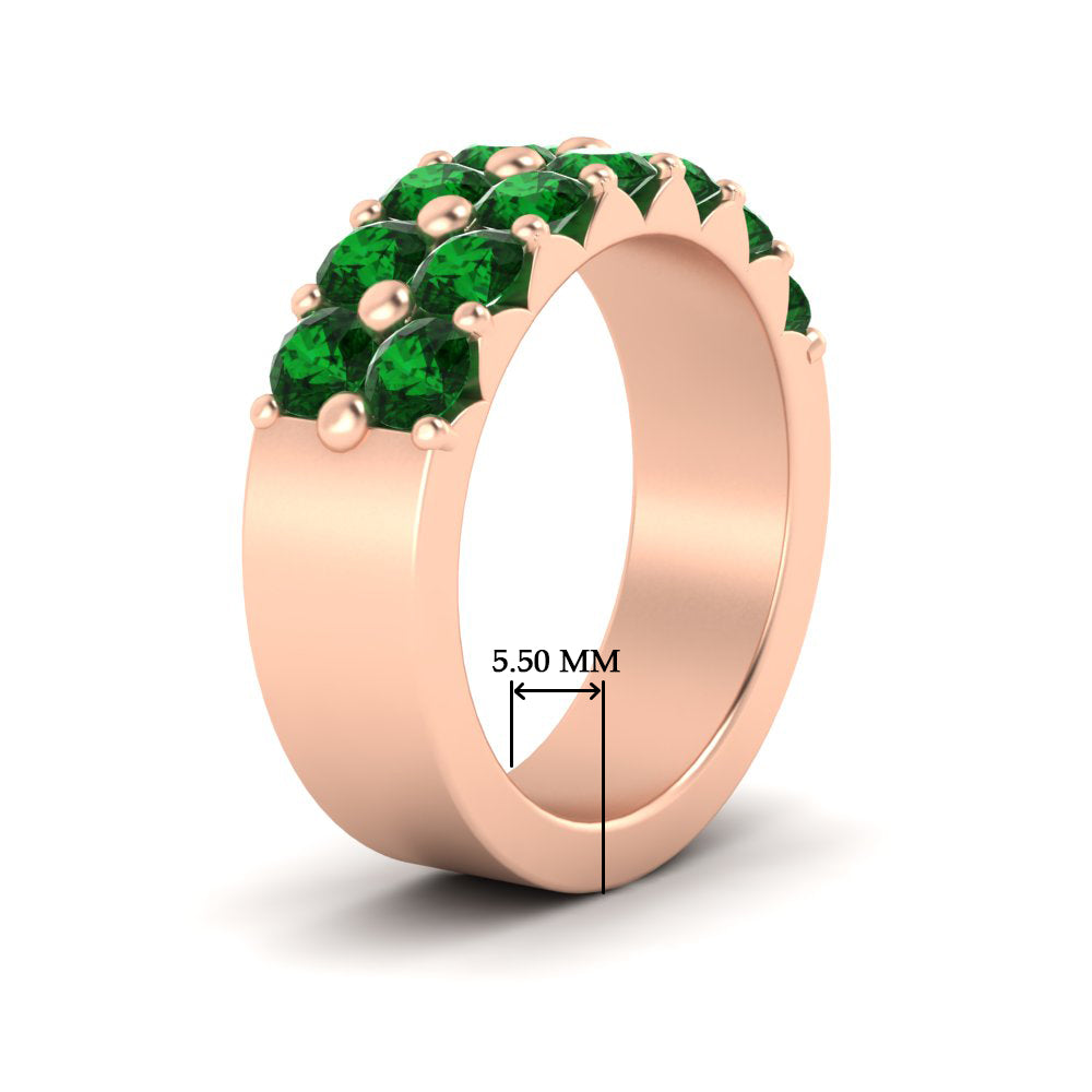 double-row-shared-prong-emerald-wedding-band-in-rose-gold-FD11382BGEMGRANGLE2-1.50CT-NL-RG-HW