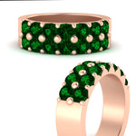 Load image into Gallery viewer, double-row-shared-prong-emerald-wedding-band-in-rose-gold-FD11382BGEMGRANGLE3-1.50CT-NL-RG