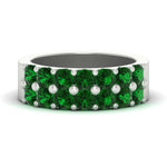 Load image into Gallery viewer, double-row-shared-prong-emerald-wedding-band-in-white-gold-FD11382BGEMGR-1.50CT-NL-WG