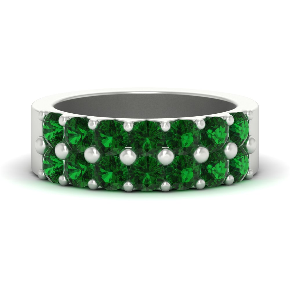 double-row-shared-prong-emerald-wedding-band-in-white-gold-FD11382BGEMGR-1.50CT-NL-WG