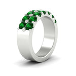 Load image into Gallery viewer, double-row-shared-prong-emerald-wedding-band-in-white-gold-FD11382BGEMGRANGLE2-1.50CT-NL-WG