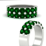 Load image into Gallery viewer, double-row-shared-prong-emerald-wedding-band-in-white-gold-FD11382BGEMGRANGLE3-1.50CT-NL-WG