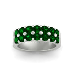 Load image into Gallery viewer, double-row-shared-prong-emerald-wedding-band-in-white-gold-FD11382BGEMGRANGLE5-1.50CT-NL-WG