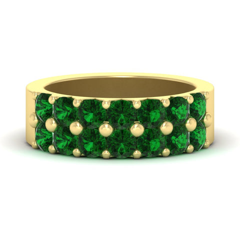 double-row-shared-prong-emerald-wedding-band-in-yellow-gold-FD11382BGEMGR-1.50CT-NL-YG