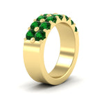 Load image into Gallery viewer, double-row-shared-prong-emerald-wedding-band-in-yellow-gold-FD11382BGEMGRANGLE2-1.50CT-NL-YG