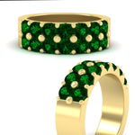 Load image into Gallery viewer, double-row-shared-prong-emerald-wedding-band-in-yellow-gold-FD11382BGEMGRANGLE3-1.50CT-NL-YG