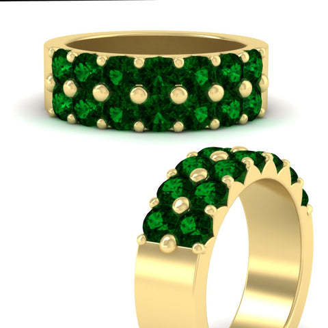 double-row-shared-prong-emerald-wedding-band-in-yellow-gold-FD11382BGEMGRANGLE3-1.50CT-NL-YG