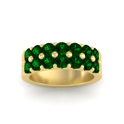 double-row-shared-prong-emerald-wedding-band-in-yellow-gold-FD11382BGEMGRANGLE5-1.50CT-NL-YG