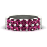 Load image into Gallery viewer, double-row-shared-prong-pink-sapphire-wedding-band-in-white-gold-FD11382BGSADRPI-1.50CT-NL-WG