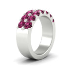 Load image into Gallery viewer, double-row-shared-prong-pink-sapphire-wedding-band-in-white-gold-FD11382BGSADRPIANGLE2-1.50CT-NL-WG