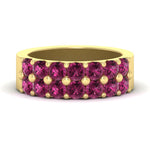 Load image into Gallery viewer, double-row-shared-prong-pink-sapphire-wedding-band-in-yellow-gold-FD11382BGSADRPI-1.50CT-NL-YG