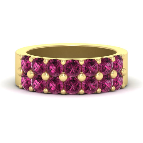 double-row-shared-prong-pink-sapphire-wedding-band-in-yellow-gold-FD11382BGSADRPI-1.50CT-NL-YG