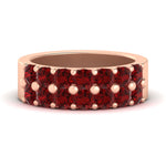 Load image into Gallery viewer, double-row-shared-prong-ruby-wedding-band-in-rose-gold-FD11382BGRUDR-1.50CT-NL-RG
