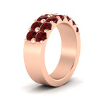 Load image into Gallery viewer, double-row-shared-prong-ruby-wedding-band-in-rose-gold-FD11382BGRUDRANGLE2-1.50CT-NL-RG