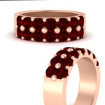 Load image into Gallery viewer, double-row-shared-prong-ruby-wedding-band-in-rose-gold-FD11382BGRUDRANGLE3-1.50CT-NL-RG