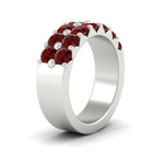 Load image into Gallery viewer, double-row-shared-prong-ruby-wedding-band-in-white-gold-FD11382BGRUDRANGLE2-1.50CT-NL-WG