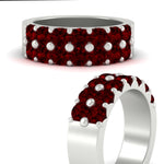 Load image into Gallery viewer, double-row-shared-prong-ruby-wedding-band-in-white-gold-FD11382BGRUDRANGLE3-1.50CT-NL-WG